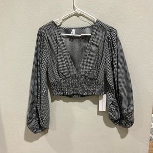 NWT Love 4 Truth plaid Puff Sleeve Top